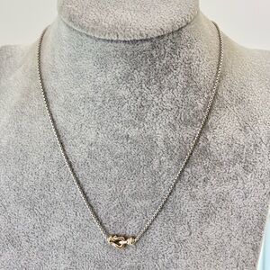 David Yurman 925 & 14k Gold Petite Buckle Necklace 15-17" adjustable